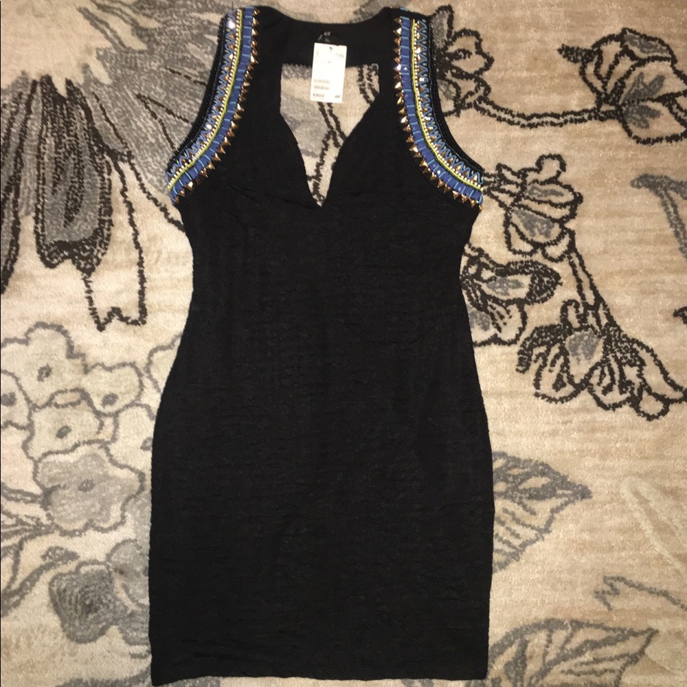H&M Beyonce Beaded Stretch Bodycon Dress Size M